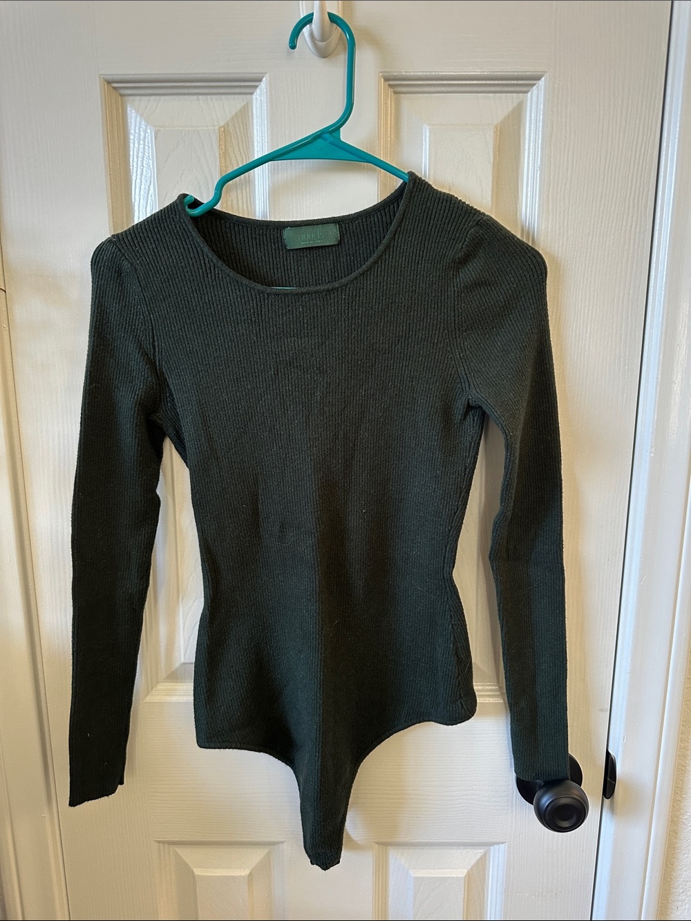 nuuds Olive Ribbed Long-Sleeve Bodysuit